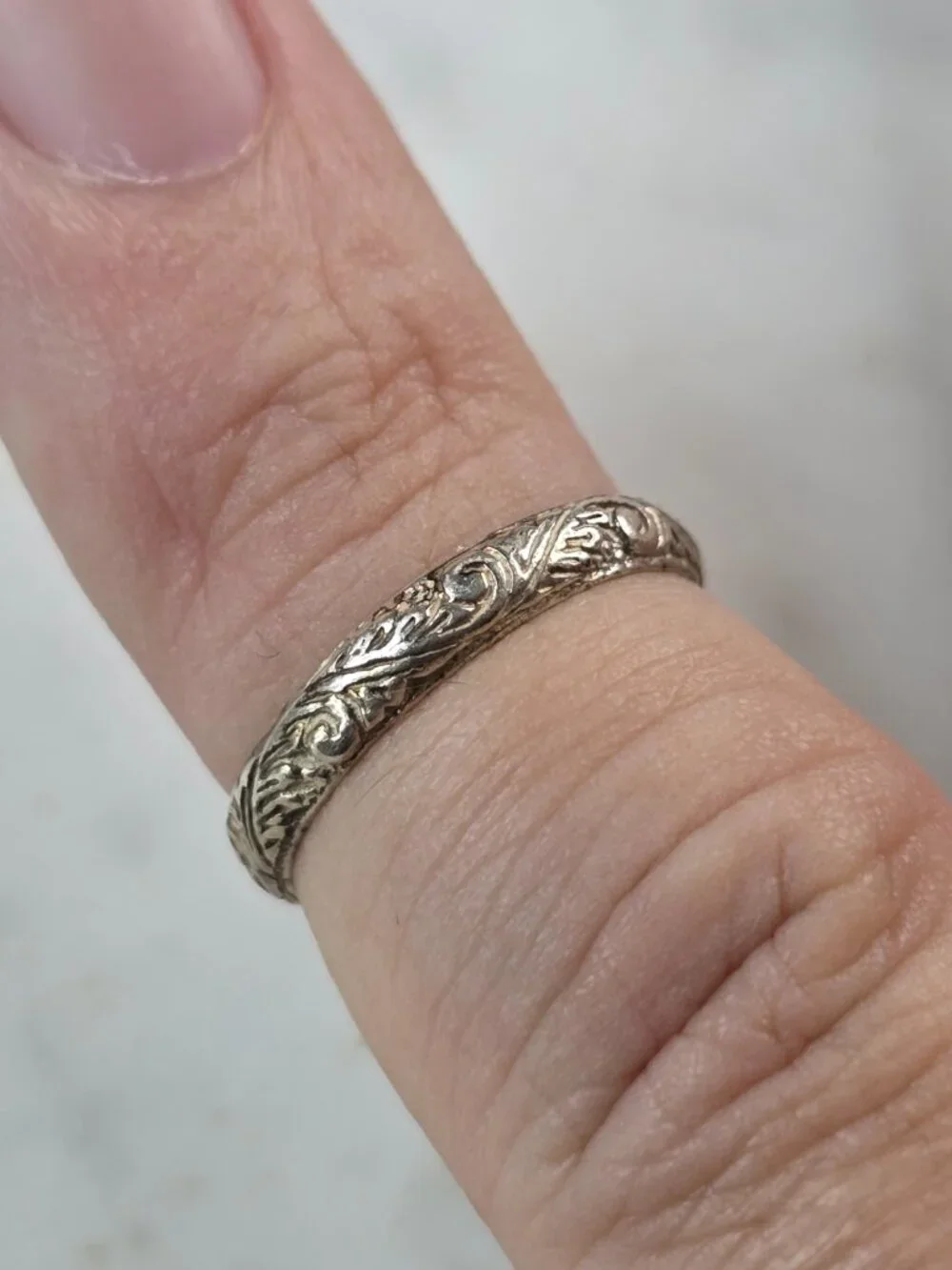 Womens Vintage Estate Sterling Silver Stackable Engraved Band Ring 1.2g E4155